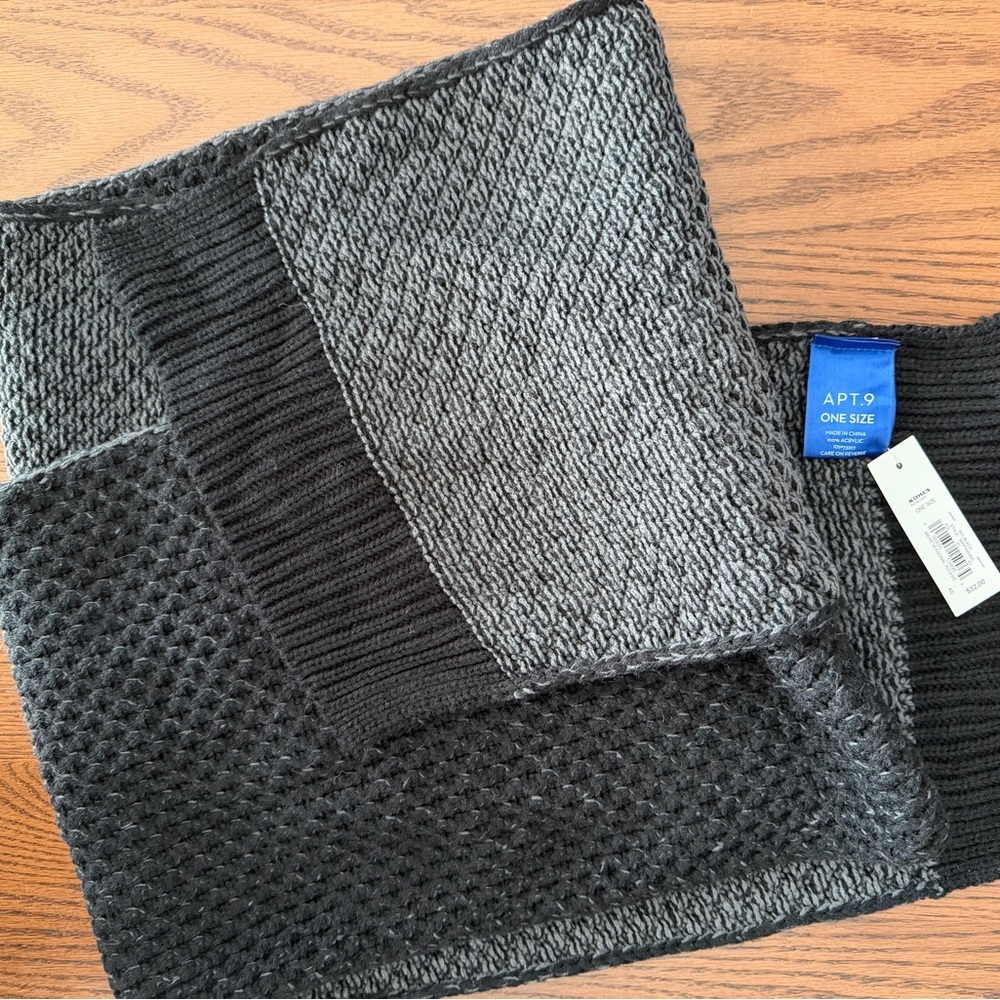 Apt. 9 Men's Charcoal and Black Knit Scarf